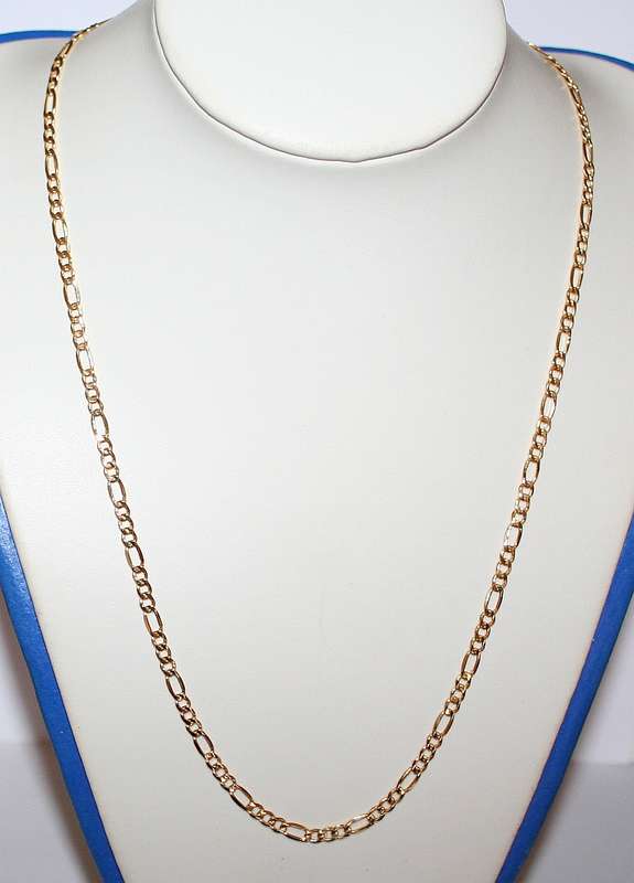 9k / 9ct gold hollow 3+1 Figaro CHAIN: 5.2mm wide, 55cm