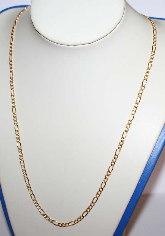 9k / 9ct gold hollow 3+1 Figaro CHAIN: 5.2mm wide, 55cm