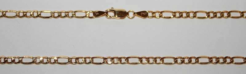 9k / 9ct gold hollow 3+1 Figaro CHAIN: 5.2mm wide, 55cm