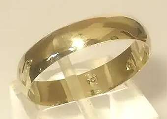 9k / 9ct yellow gold Wedding Band / Ring, 5mm wide, half round, size Y or Z