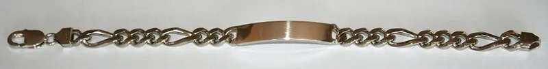 ID Bracelet: 3+1 Figaro, 9.3mm wide, 23cm, sterling silver. Ready for you. Last one!
