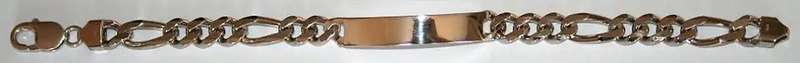 ID Bracelet: 3+1 Figaro, 9.3mm wide, 23cm, sterling silver. Ready for you. Last one!
