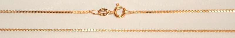 9k / 9ct gold box link CHAIN: 0.7mm wide, 46cm