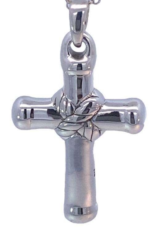 CROSS: rope centre, 33x58mm, sterling silver  GLAMOROUS. Last one!