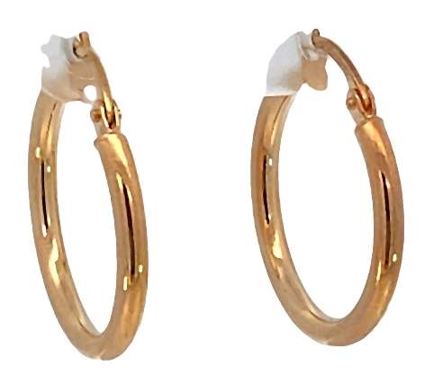 9k / 9ct gold round tube hinged hoop EARRINGS: 20x2mm