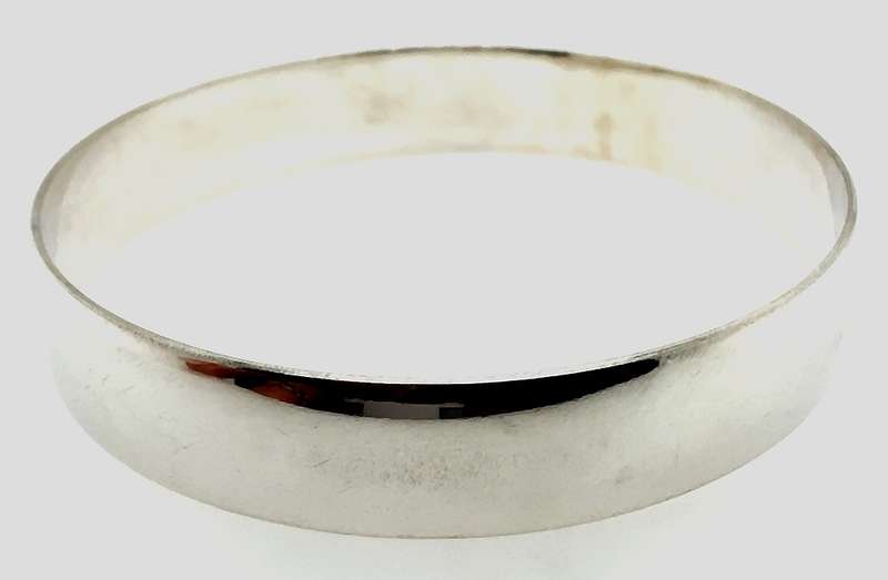 D-shaped BANGLE: 12mm wide, 70mm interior, sterling silver  BROAD & BOLD
