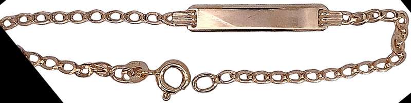 9k / 9ct gold baby / child ID BRACELET: double oval link, 16cm. Limited!