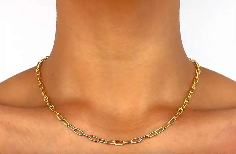 9k / 9ct gold paper clip CHAIN: 3.6mm wide, 55cm