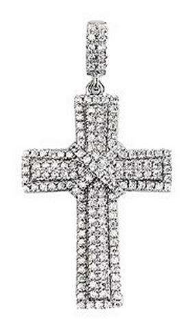 CROSS: simulated diamonds  Cz, 19.9x27.8mm, sterling silver  GLAMOROUS!