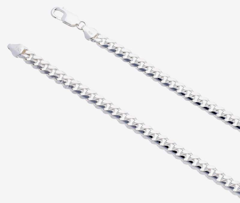 Sterling silver CHAIN: cut curb, 6.7mm wide, 55cm