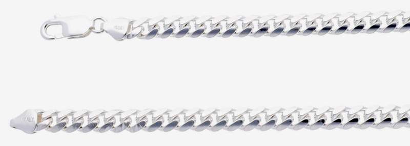 Sterling silver CHAIN: cut curb, 6.7mm wide, 55cm