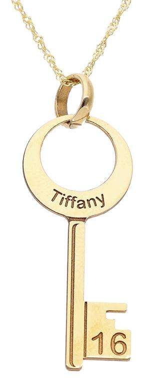 9k / 9ct yellow gold 16th key Pendant / Charm