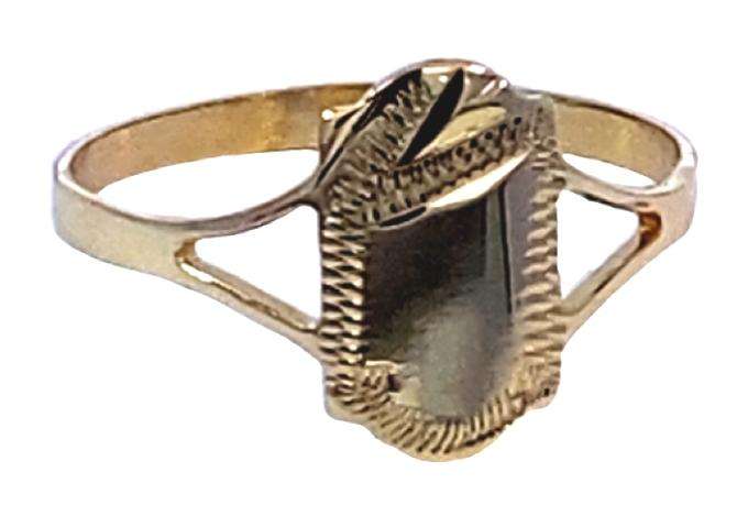 9k / 9ct gold engraved shield child signet RING, 10mm