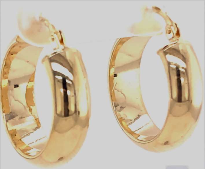 9k / 9ct gold D-shaped tube hinged hoop EARRINGS: 20x6mm