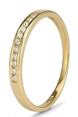 9k / 9ct yellow gold Eternity RING: 0.10cttw channel set CZ, size N