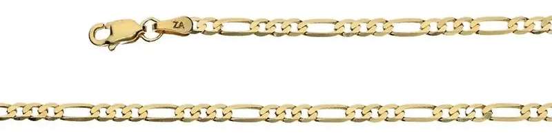 9k / 9ct gold CHAIN: 3+1 Figaro, 2.7mm wide, 55cm