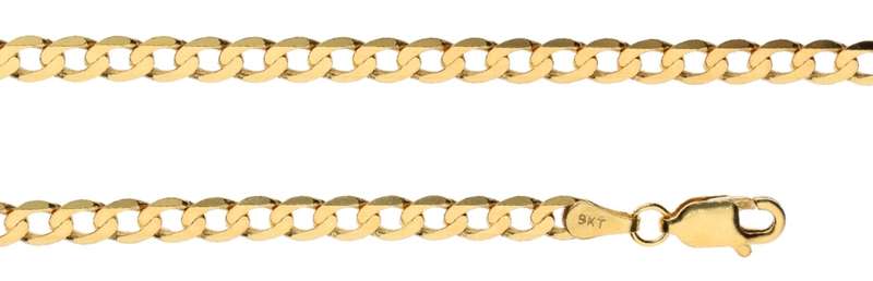 9k / 9ct gold oval curb CHAIN: 3.9mm wide, 45cm