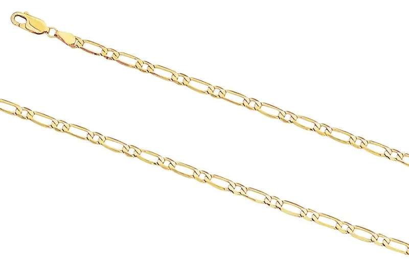 9k / 9ct gold BRACELET: 1+1 Figaro, 3.9mm wide, 19cm