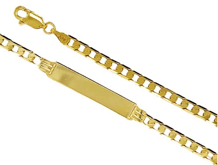 9k / 9ct gold ID BRACELET: 3.3mm wide, 19cm
