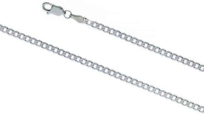 9k / 9ct white gold bevelled curb BRACELET: 3mm wide, 19cm