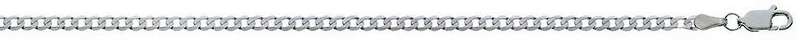 9k / 9ct white gold CHAIN: bevelled curb link, 1.9mm wide, 45cm. Last one!