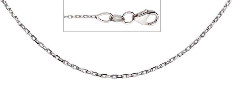 18k / 18ct white gold CHAIN: diamond-cut 0.9mm wide Anchor, 45cm