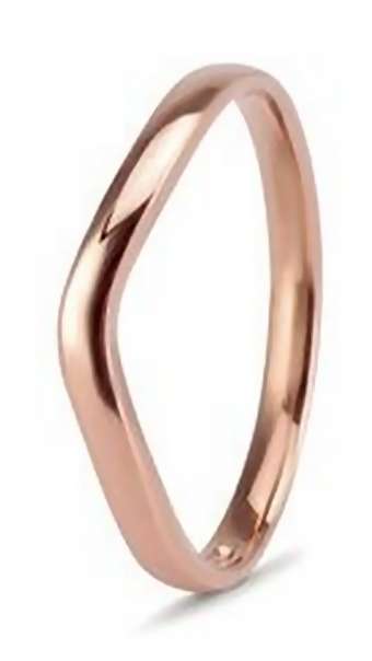 9k / 9ct rose gold curved BAND: 2mm wide, size N