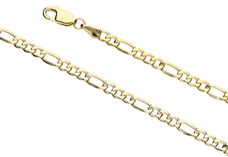 9k / 9ct gold hollow 3+1 Figaro CHAIN: 3.4mm wide, 50cm