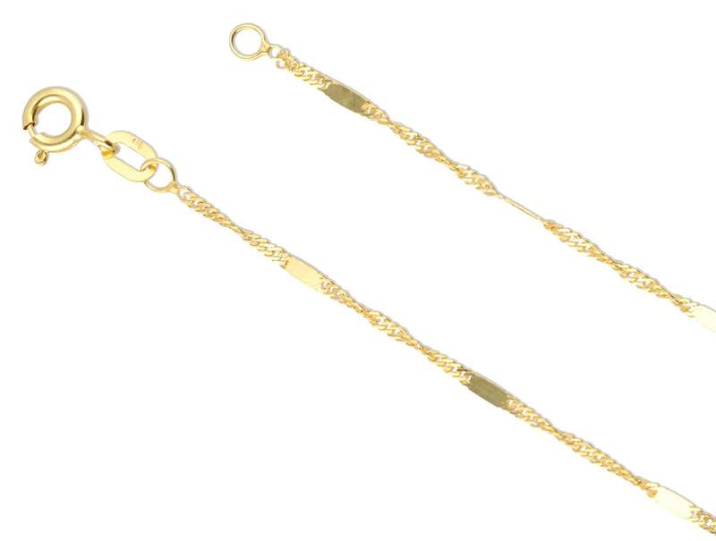 9k / 9ct gold Singapore Flat Station CHAIN: 1.25mm wide, 50cm