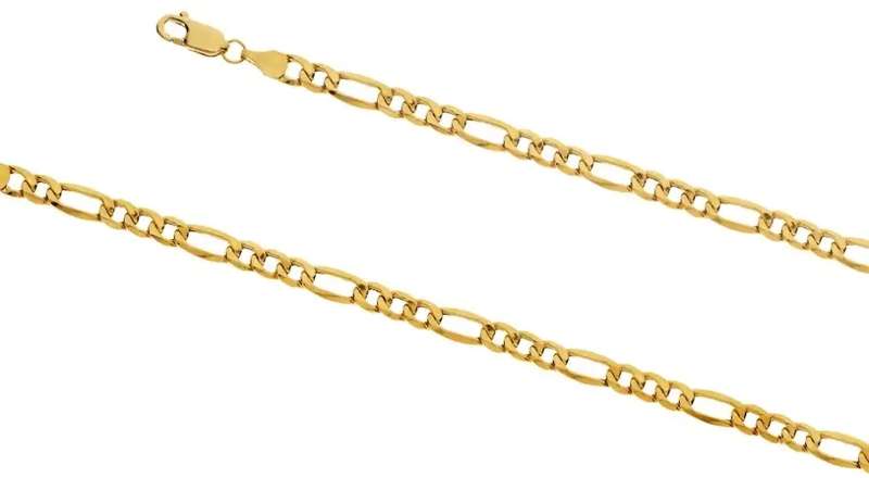 9k / 9ct gold hollow 3+1 Figaro CHAIN: 4.4mm wide, 55cm