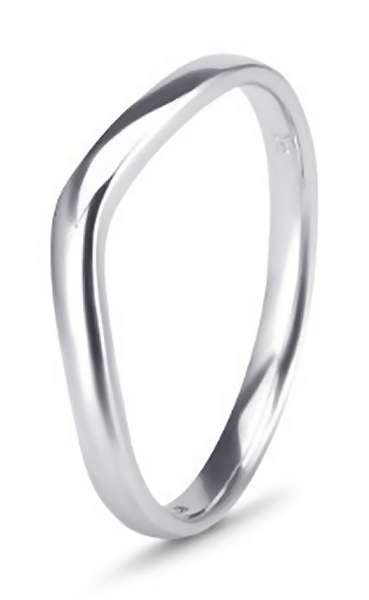 9k / 9ct white gold curved BAND: 2mm wide, size N