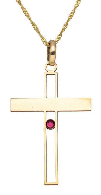 9k / 9ct gold cutout Cross: birthstone