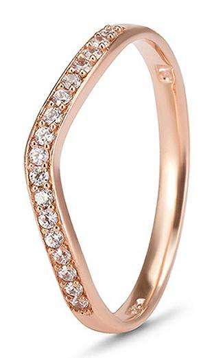 9k / 9ct rose gold curved BAND: simulated diamonds