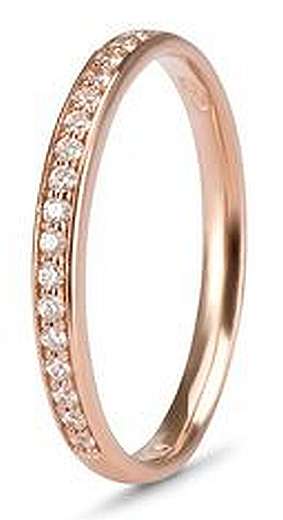 9k / 9ct rose gold straight BAND: simulated diamonds
