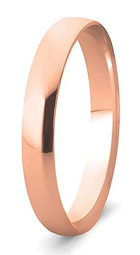 9k / 9ct rose gold Wedding Band / Ring, 3mm wide, half round, size T, U or V