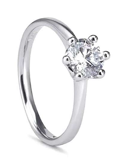 18k / 18ct white gold Solitaire diamond RING: 0.50ct, J, SI1, certified. Last one!