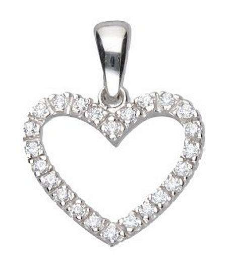 9k / 9ct white gold heart PENDANT: simulated diamonds  CZ