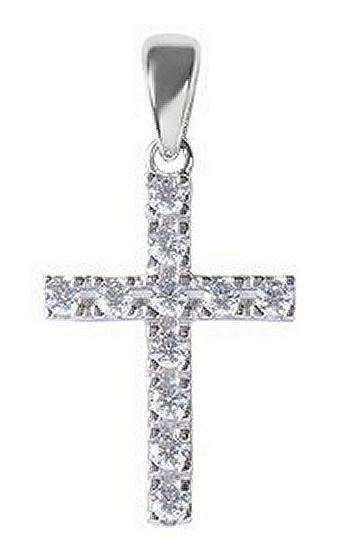 9k / 9ct white gold CROSS: simulated diamonds