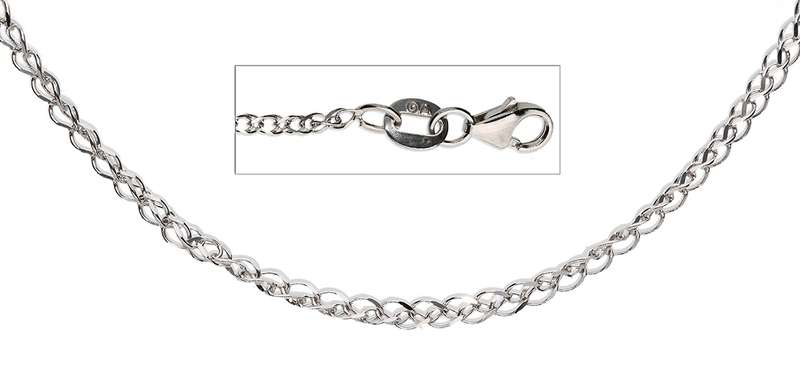 9k / 9ct white gold CHAIN: Wheat or Spiga link, 1.8mm wide, 45cm