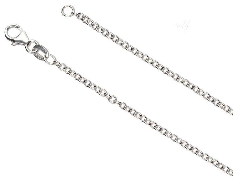 9k / 9ct white gold CHAIN: 2.25mm wide Rolo / Belcher, 60cm