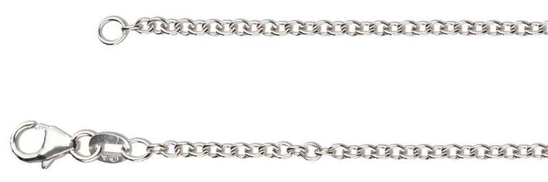 9k / 9ct white gold CHAIN: 2.25mm wide Rolo / Belcher, 60cm