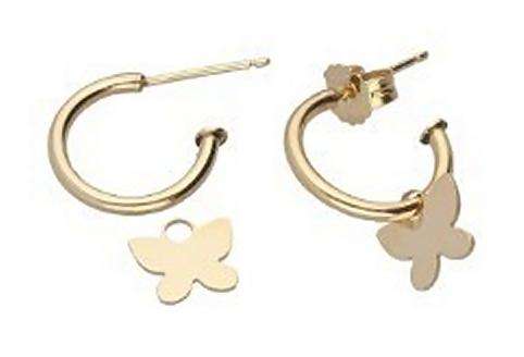9k / 9ct gold Pretty Woman C clips / hoops with Butterfly drops. Last pair!