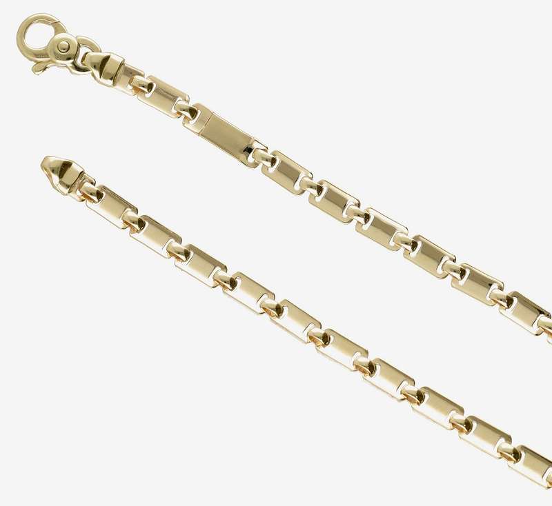 9k / 9ct gold Designer BRACELET: 4mm wide rectangular link, 21cm a STUNNER!