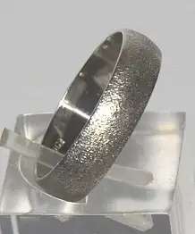 9k / 9ct white gold Wedding Band / Ring, 5mm wide, BLASTED, half round, size S, T or U