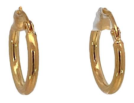9k / 9ct gold round hoop EARRINGS: 15x2mm. Limited!