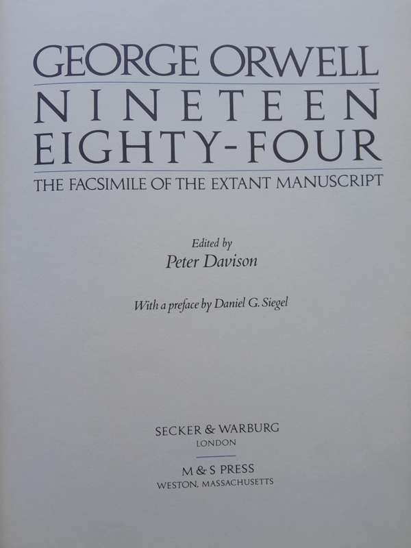 NINETEEN EIGHTY-FOUR FACSIMILE **1st edition**