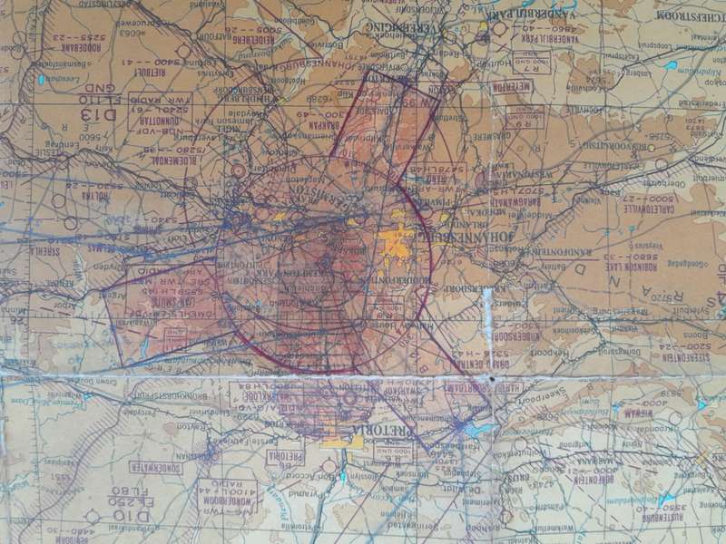 VINTAGE JOHANNESBURG AERONAUTICAL CHART + KNEE BOARD