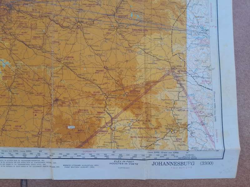 VINTAGE JOHANNESBURG AERONAUTICAL CHART + KNEE BOARD