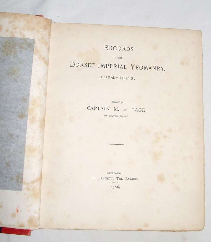 RECORDS OF THE DORSET IMPERIAL YEOMANRY - 1894-1905 ***ABW**