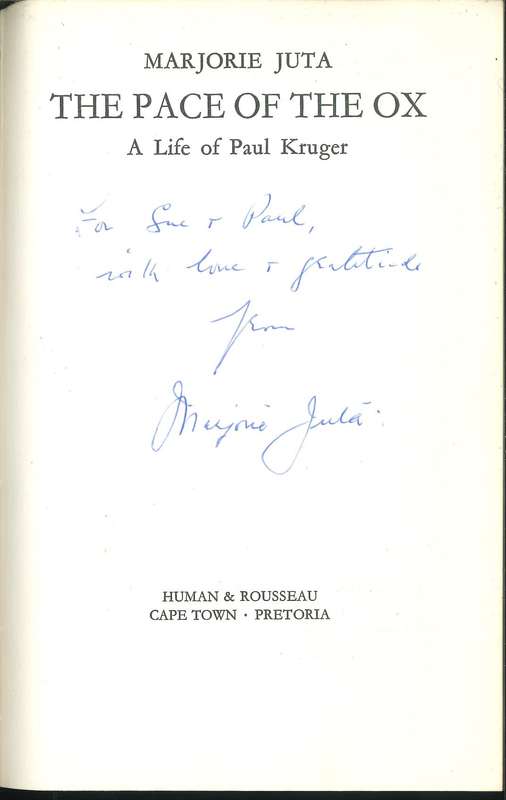 THE PACE OF THE OX **Paul Kruger** SIGNED FIRST EDITION